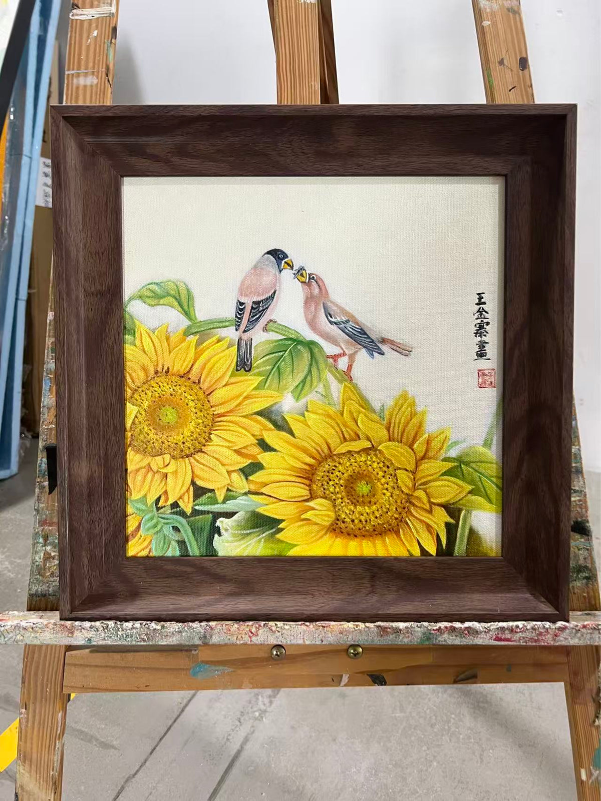 Goldfinches on Sunflowers
