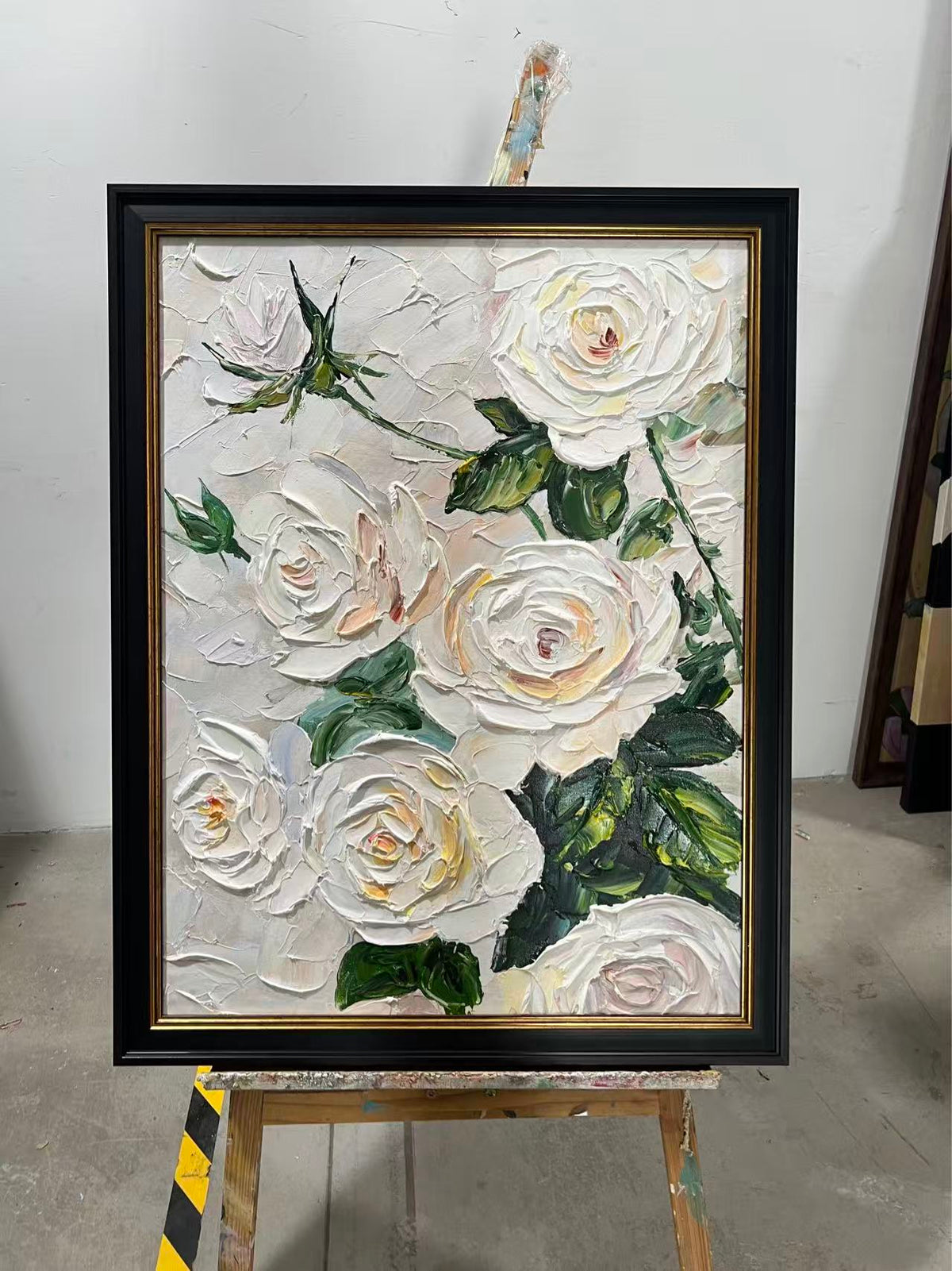 White Roses in Impasto