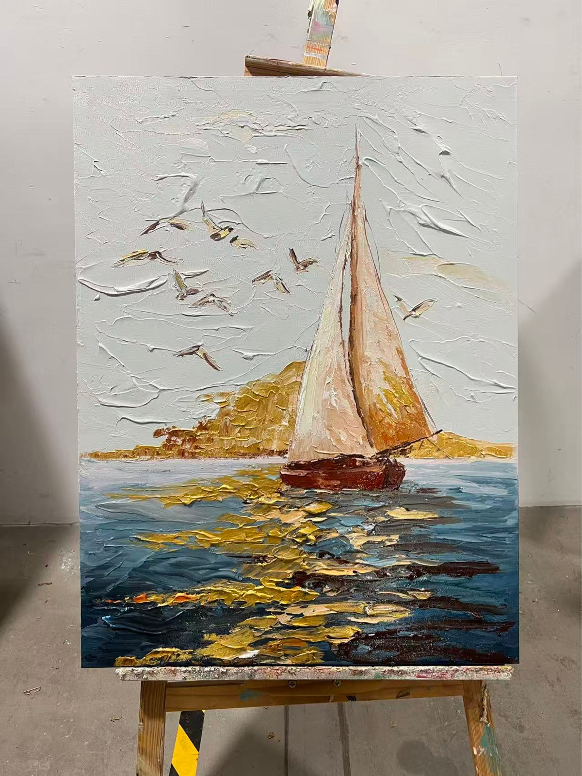 Sailboat with Gulls