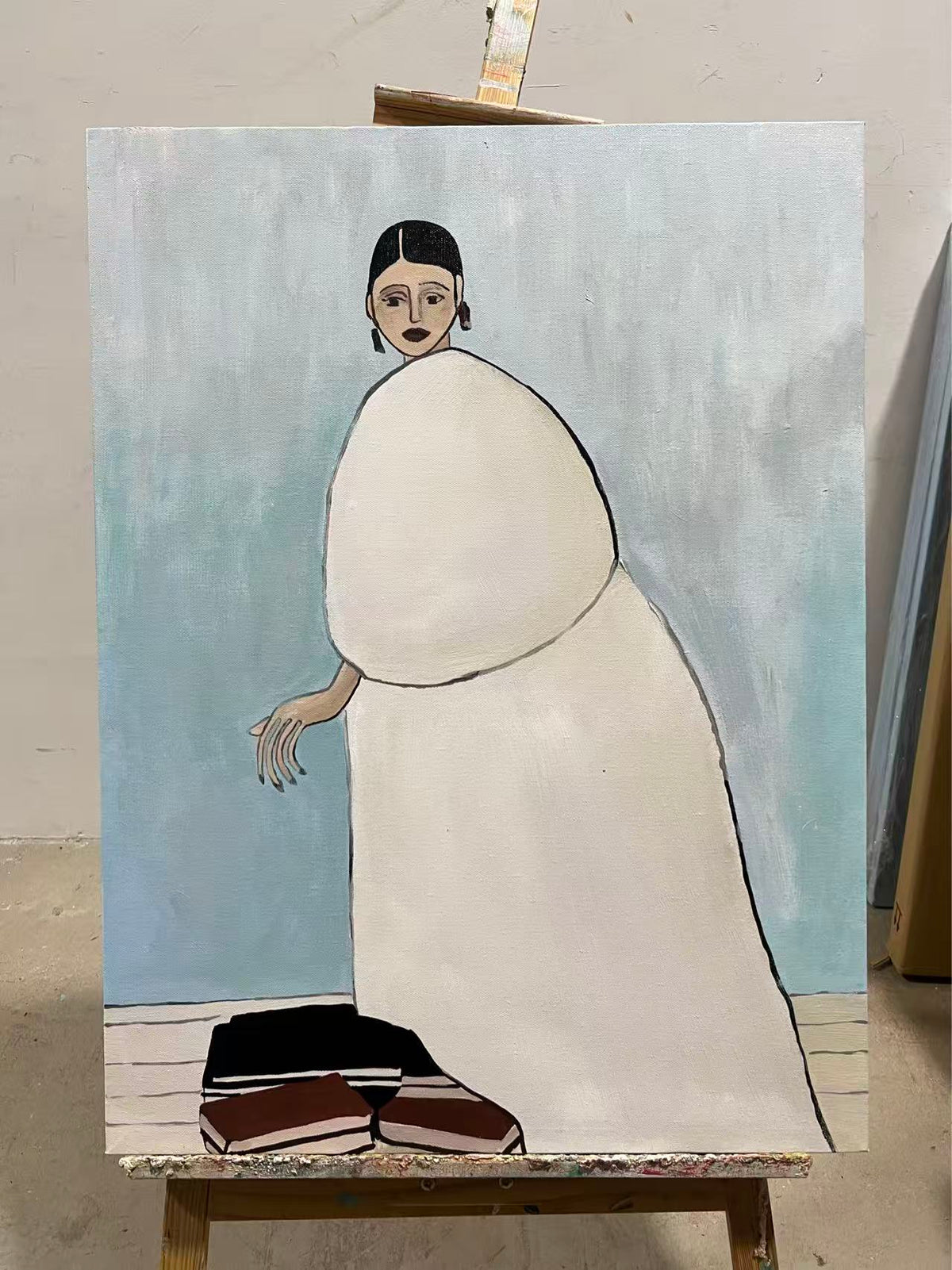 Lady in the White Cocoon Coat