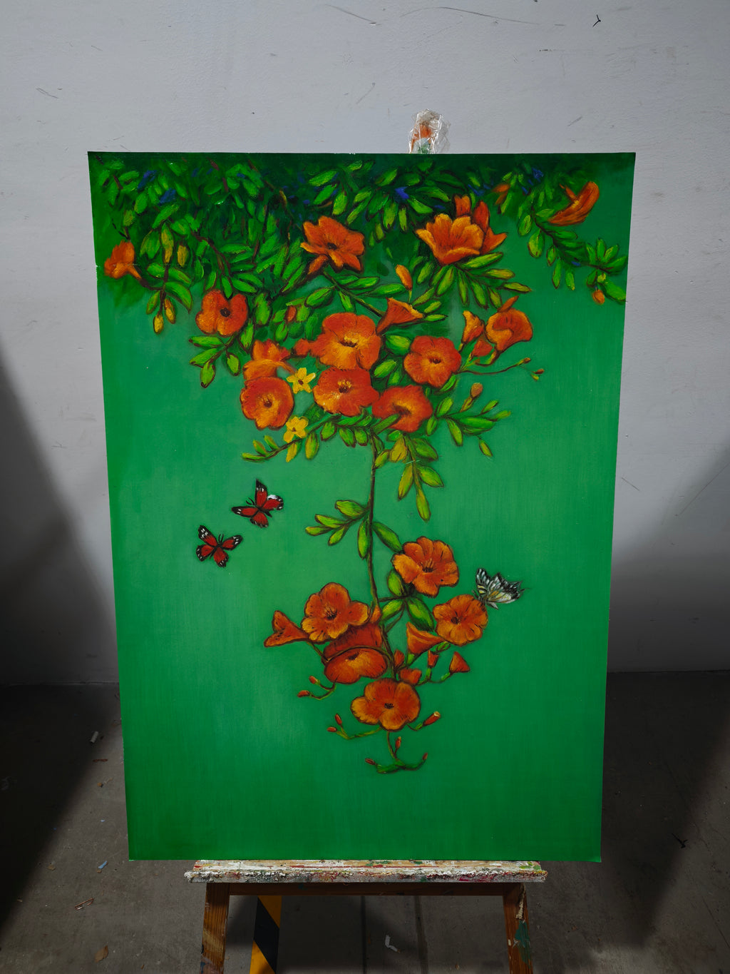 Trumpet Vine and Butterflies