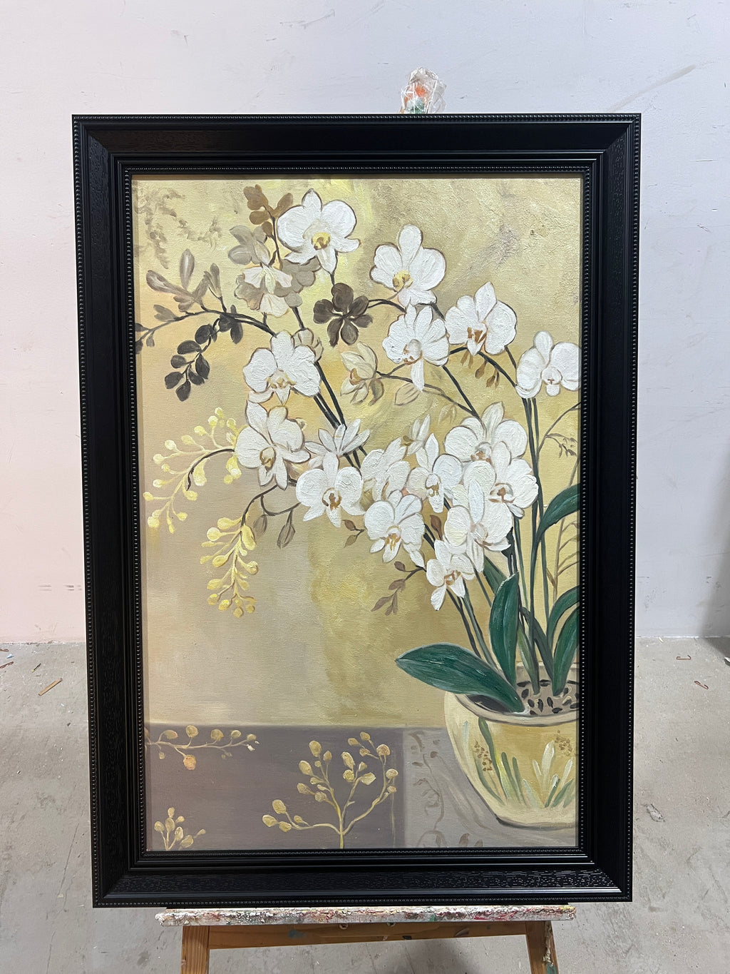 White Orchids on Gold