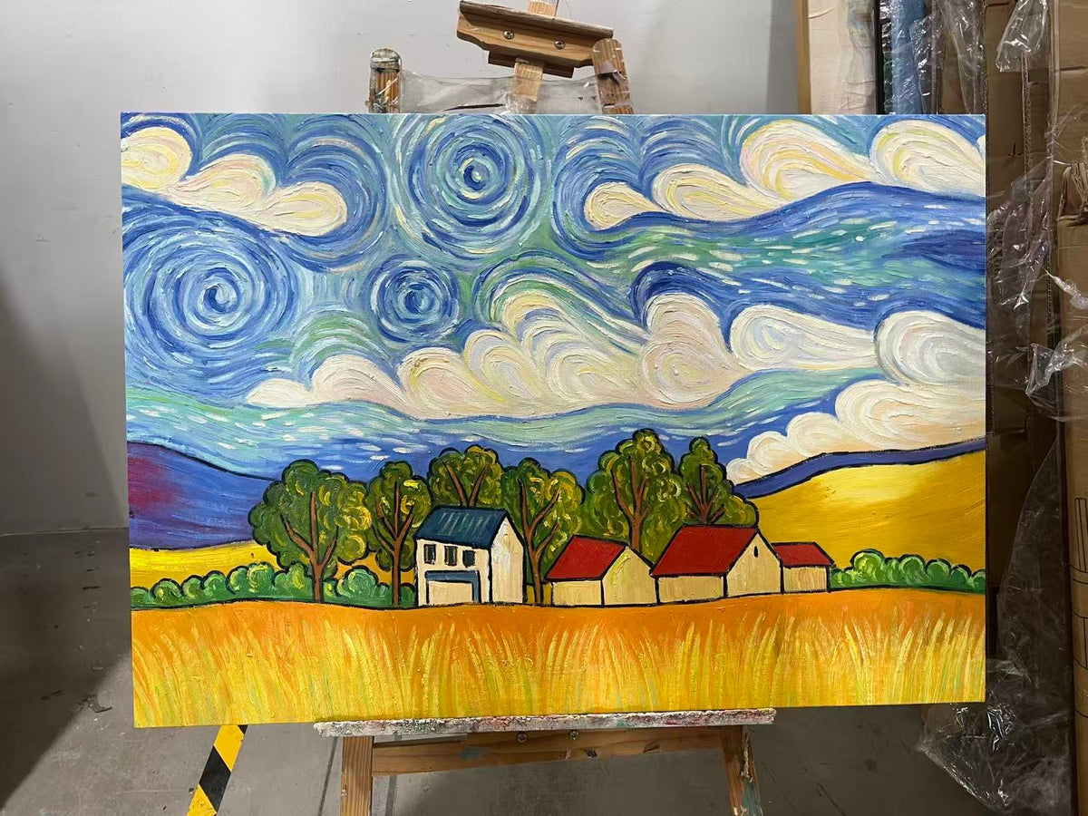 Swirling Sky over the Farm