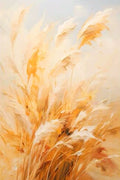 Feathery pampas grass sweeping in warm amber and cream strokes