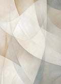 Overlapping translucent curves of ivory, sand and soft grey like folded paper