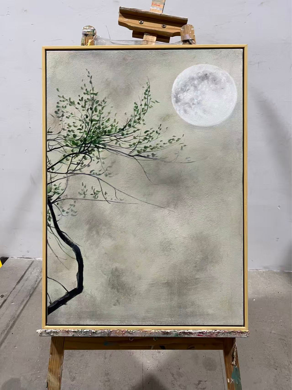 Spring Branch Under the Moon