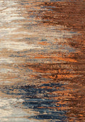 Streaked layers of copper, rust, cream and indigo swept across the canvas like weathered stone