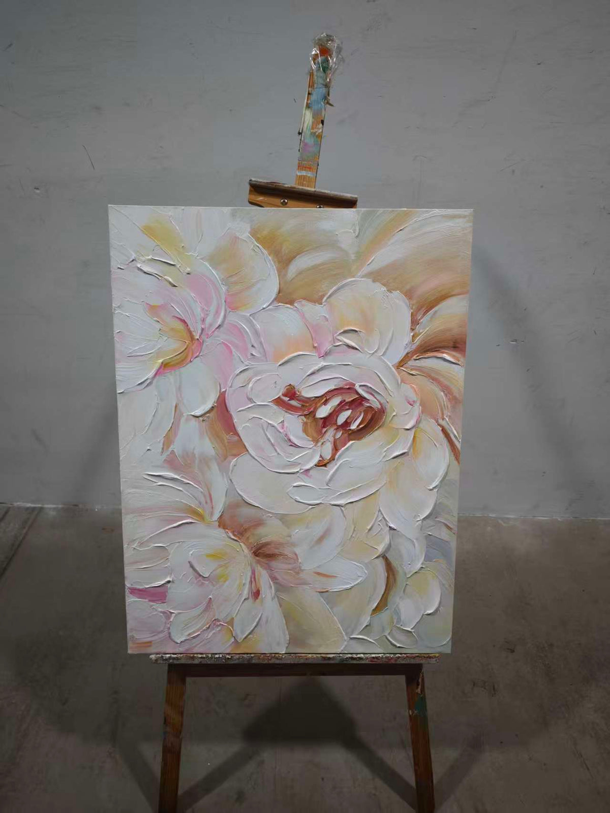 Blush Peony in Impasto