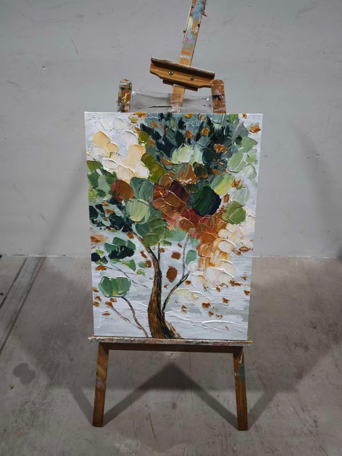 Autumn Tree in Knife Strokes