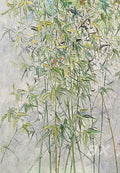 Bamboo stalks and leaves in fresh green ink.