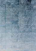 Fine horizontal tide lines in layered blues and greys.