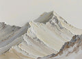 Snow-covered ridges sculpted in thick white and ivory palette-knife strokes