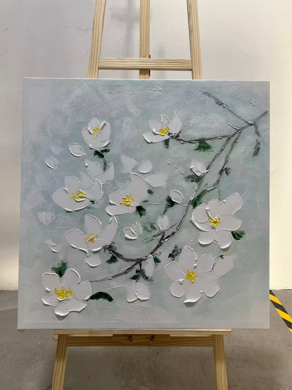 White Blossoms on Pale Blue