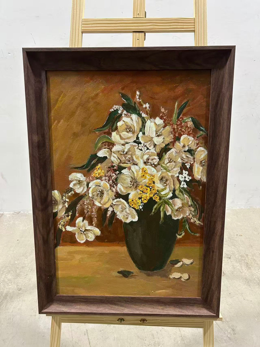 White Blossoms in a Dark Vase