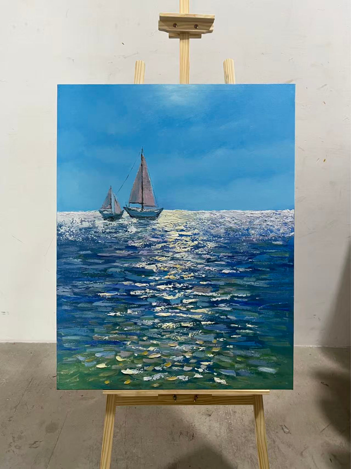 Pink Sails on Glittering Water
