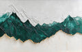 A sculpted emerald mountain range edged in gold beneath white snowy peaks