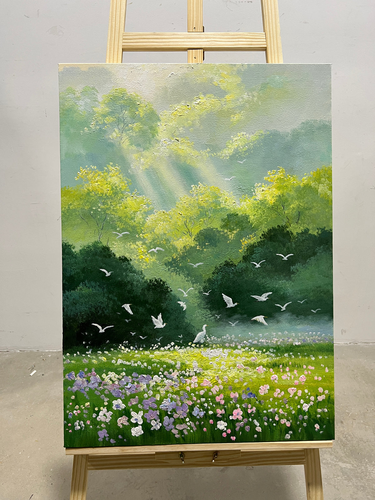 Egrets in the Spring Meadow