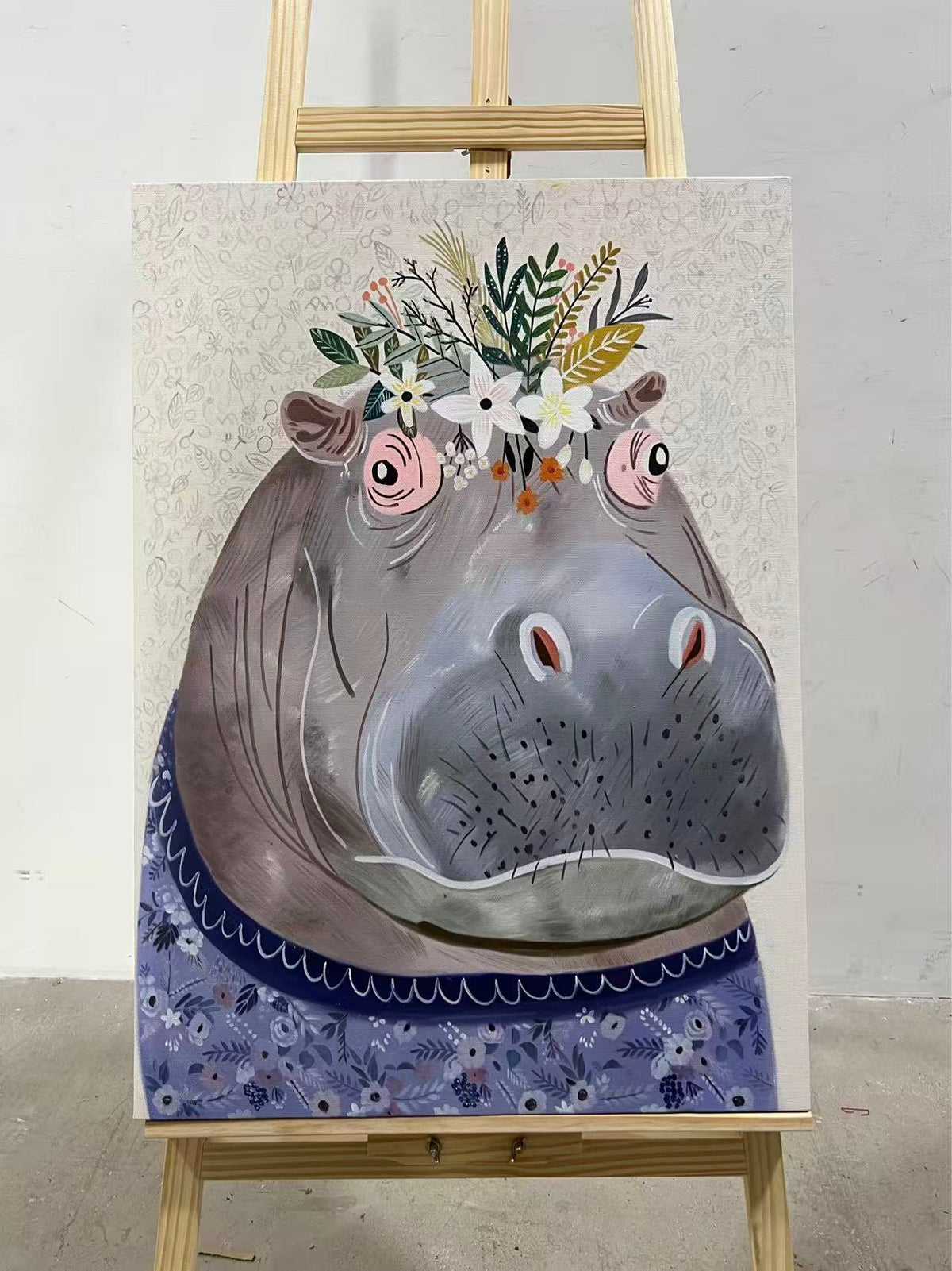 Hippo with Flower Crown