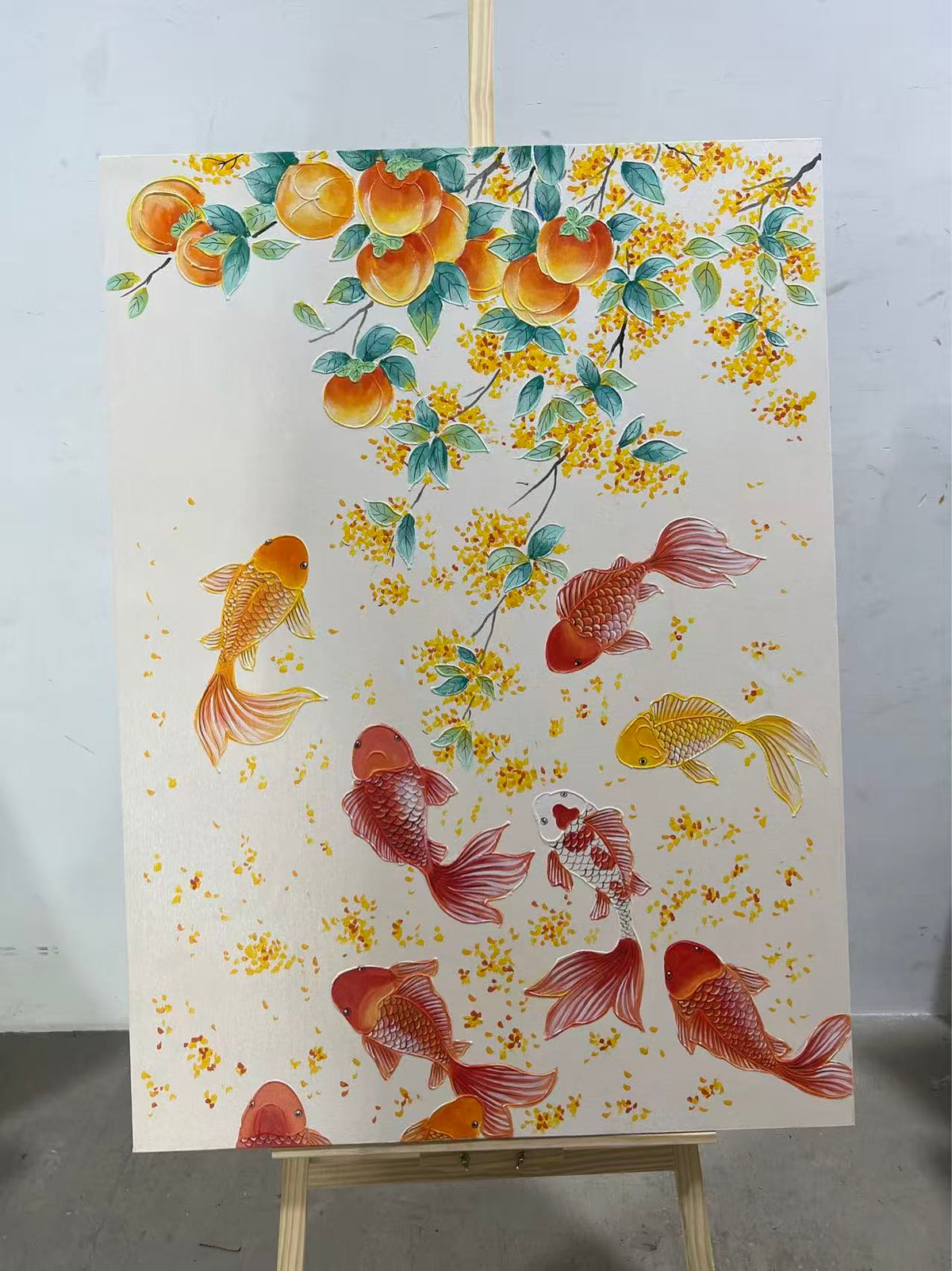 Koi Beneath the Persimmons