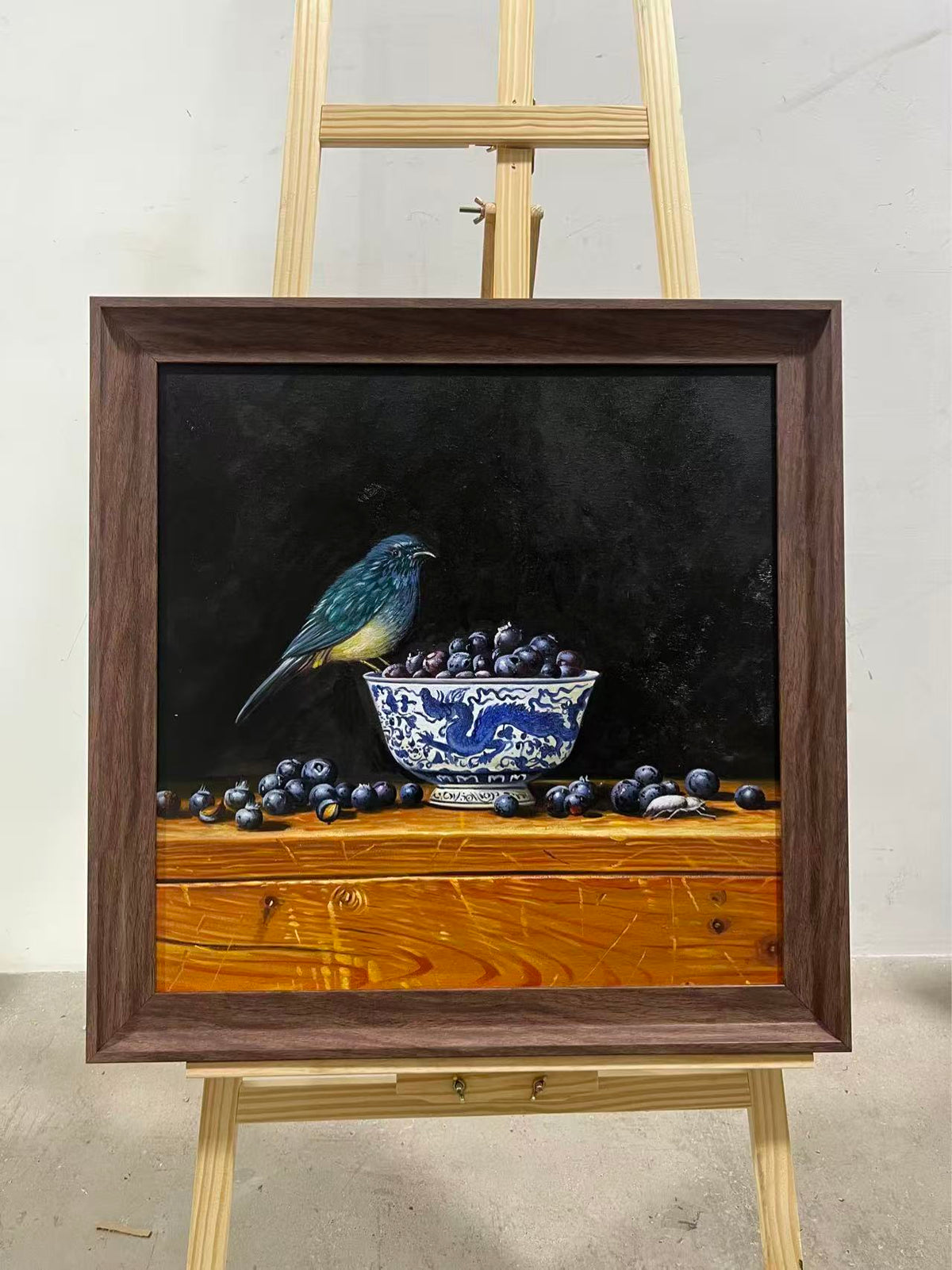 Blue Bird and Blueberries