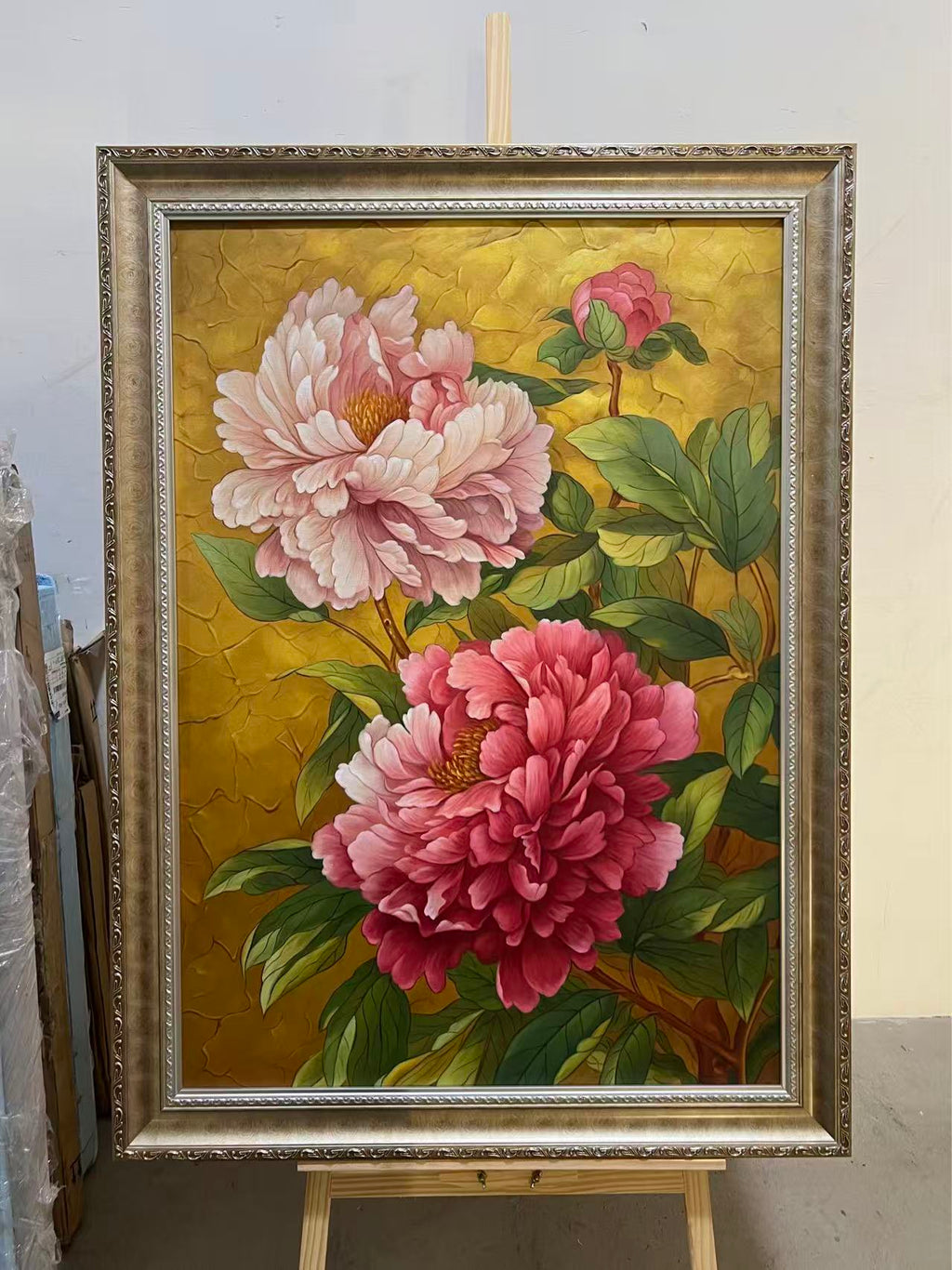Peonies on Gold Leaf
