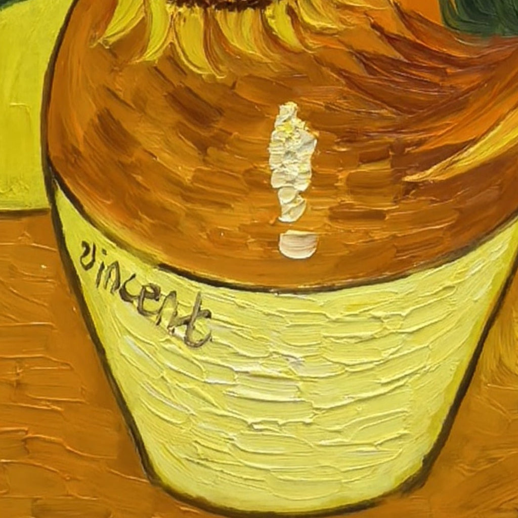 Close-up of the actual painted vase and Vincent signature